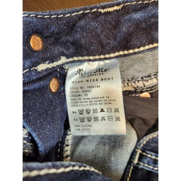 Miss Me Women's Dark Wash Blue High Rise Western Bootcut Denim Jeans Size 23 - Picture 5 of 9